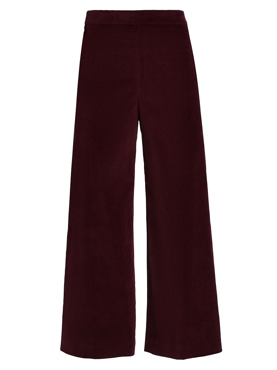 Womens Velvet Cropped Wide-Leg Pants Product Image