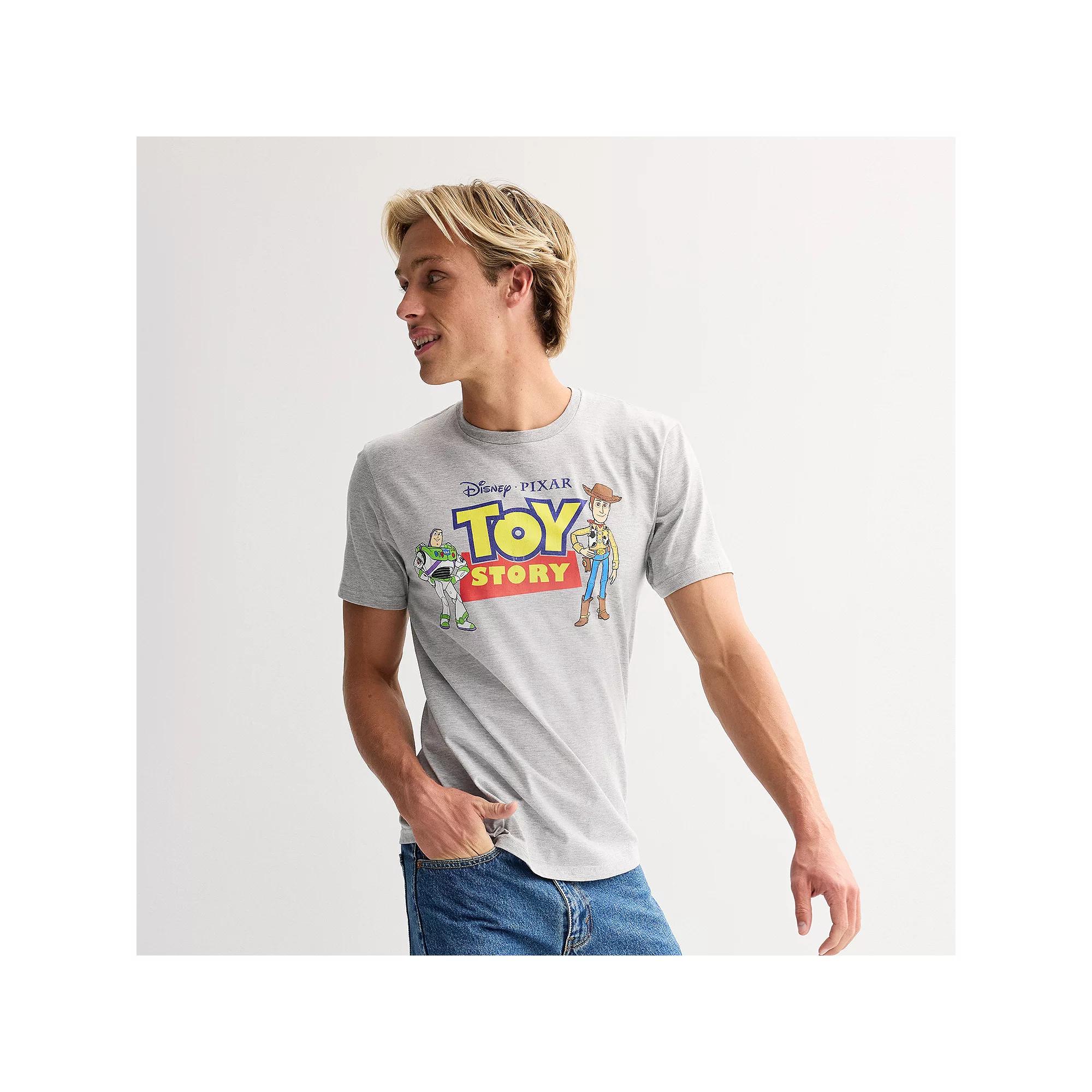 Disney / Pixar's Toy Story Men's Buzz & Woody Title Graphic Tee, Size: Large, Grey Gray Product Image