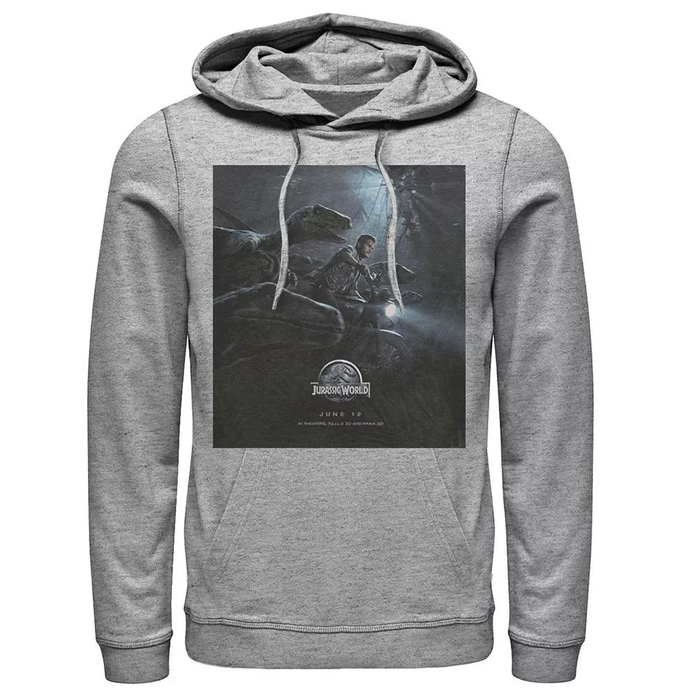Men's Jurassic World Owen Ride Raptor Movie Poster Hoodie, Size: Small, Athletic Grey Product Image