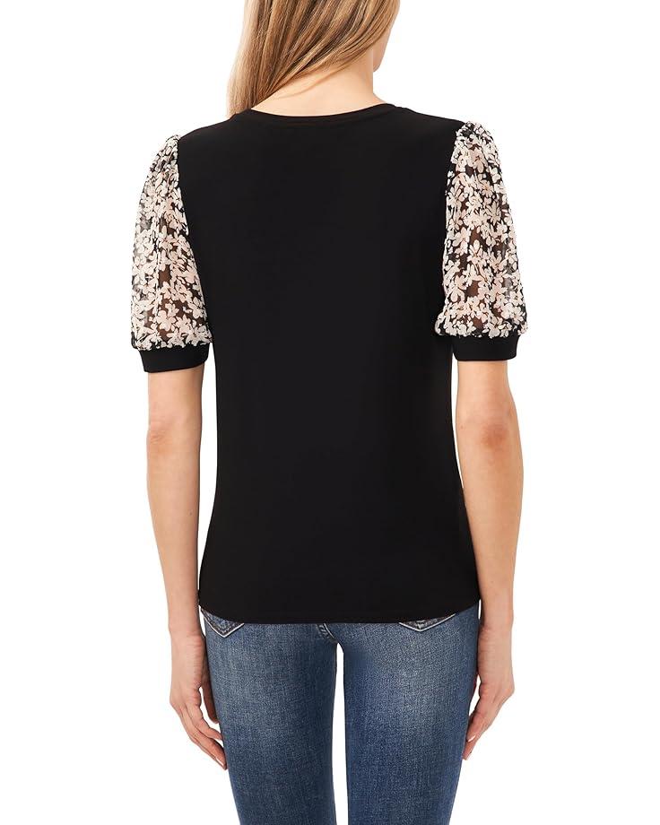 Short Flutter Sleeve Crew Neck Top Product Image