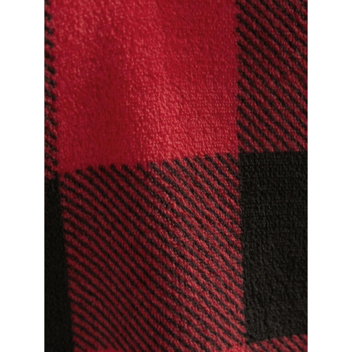 Plus Size Plaid Fuzzy Trim Pocket Hooded Dress Women Scarlet Casual Plaid Contrast Hooded Pocket Loungewear BloomChic 22-24/3X Product Image