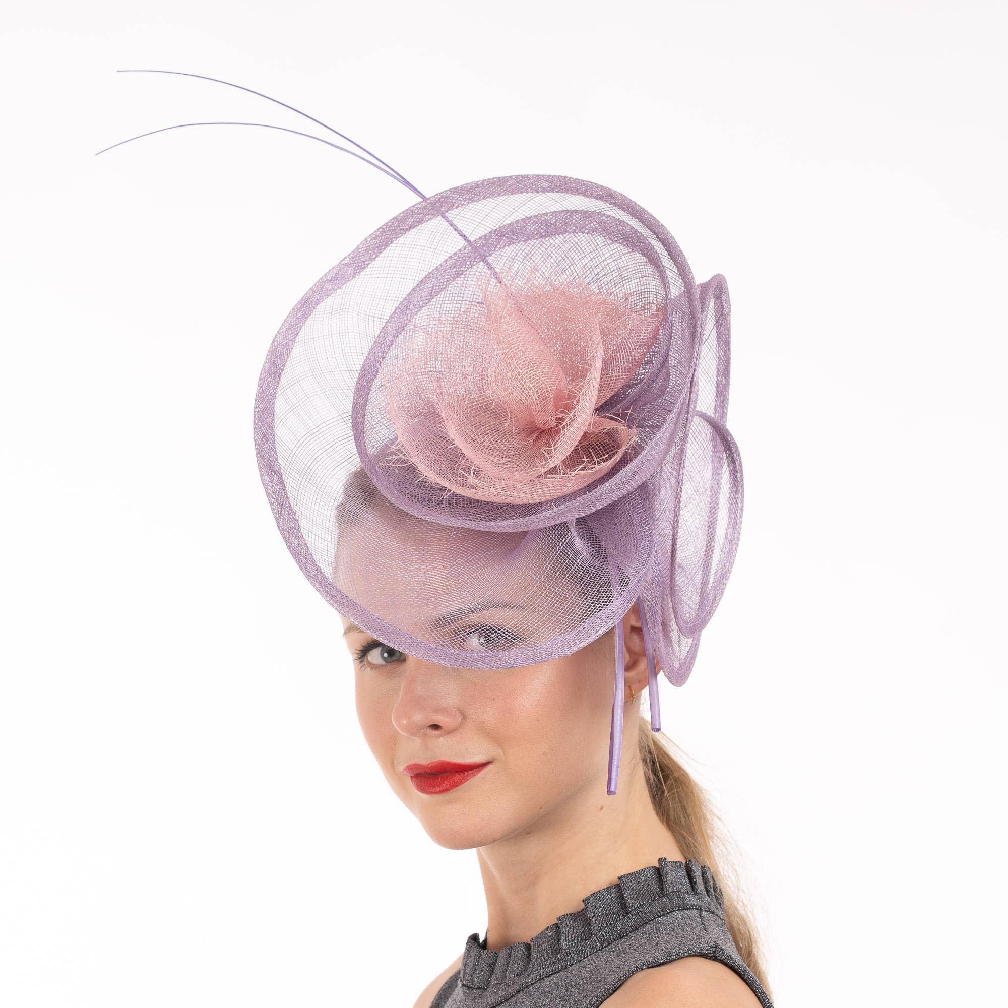 2Tone Sinamay Fascinator With 2 Quill Stick Feathers Product Image