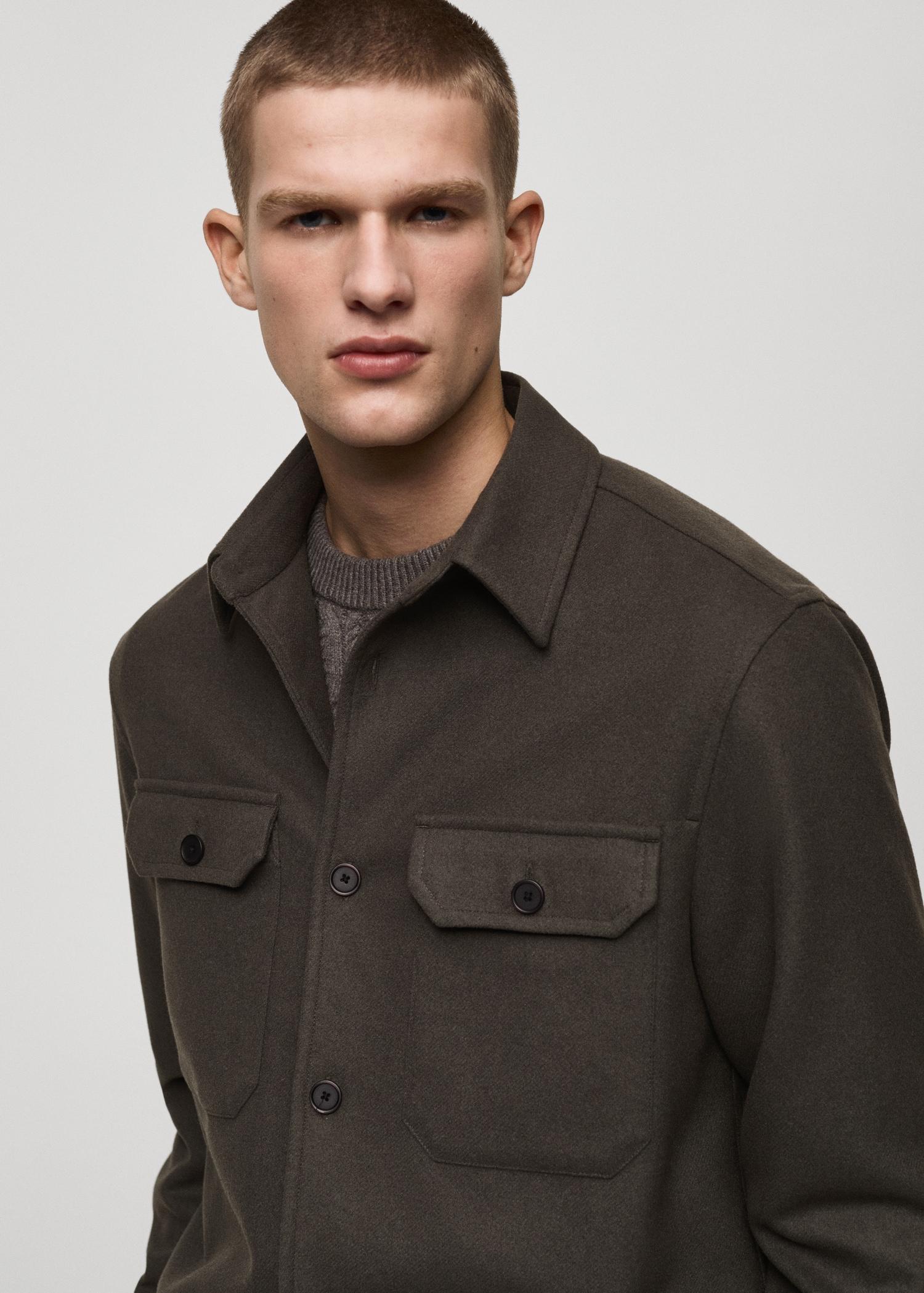 Wool-blend flannel overshirt - Men | MANGO USA Product Image