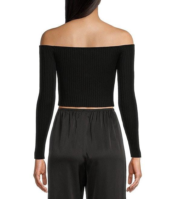 GB Rosette Off-The-Shoulder Sweater Top Product Image