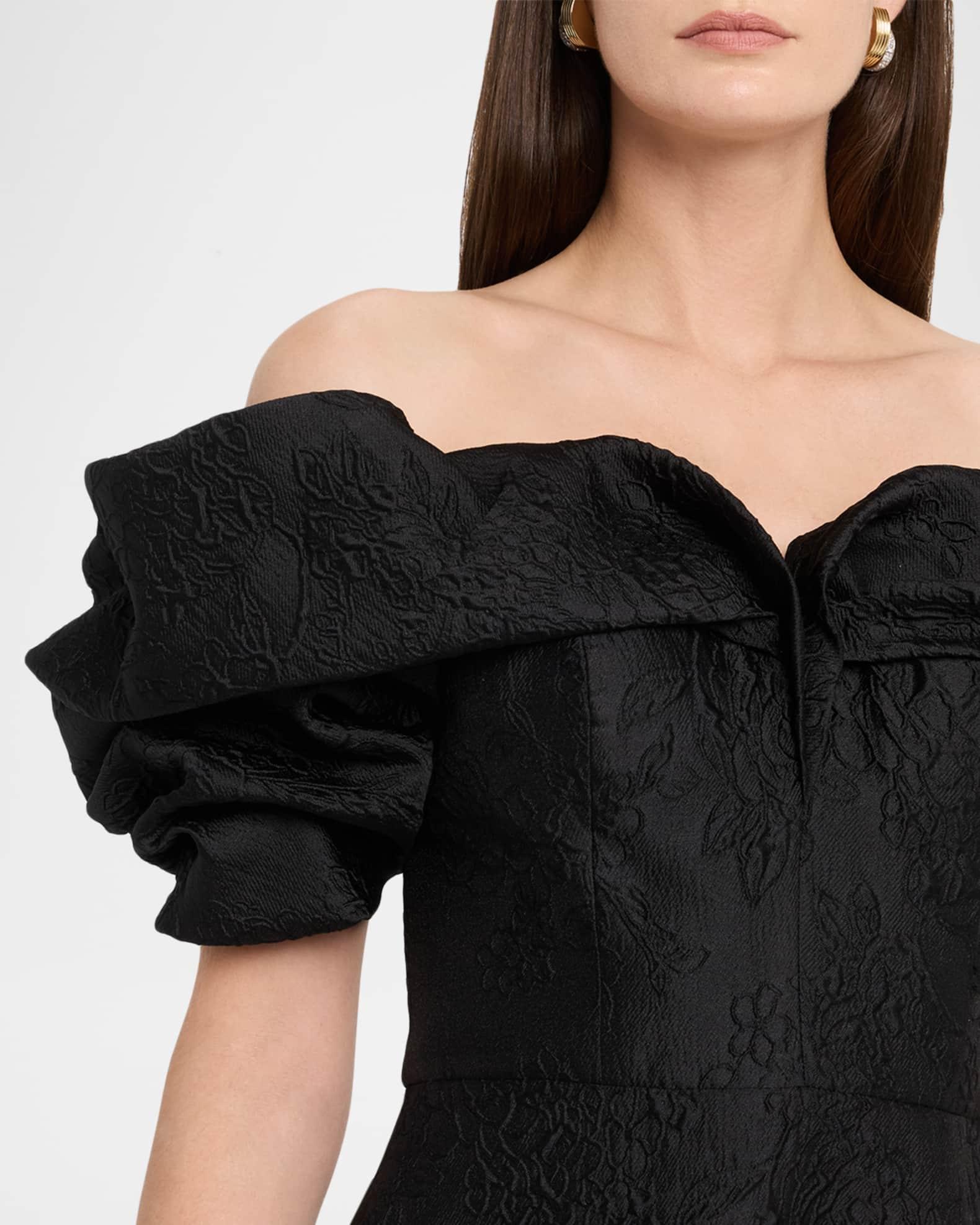 Off-Shoulder Floral Jacquard Dress Product Image