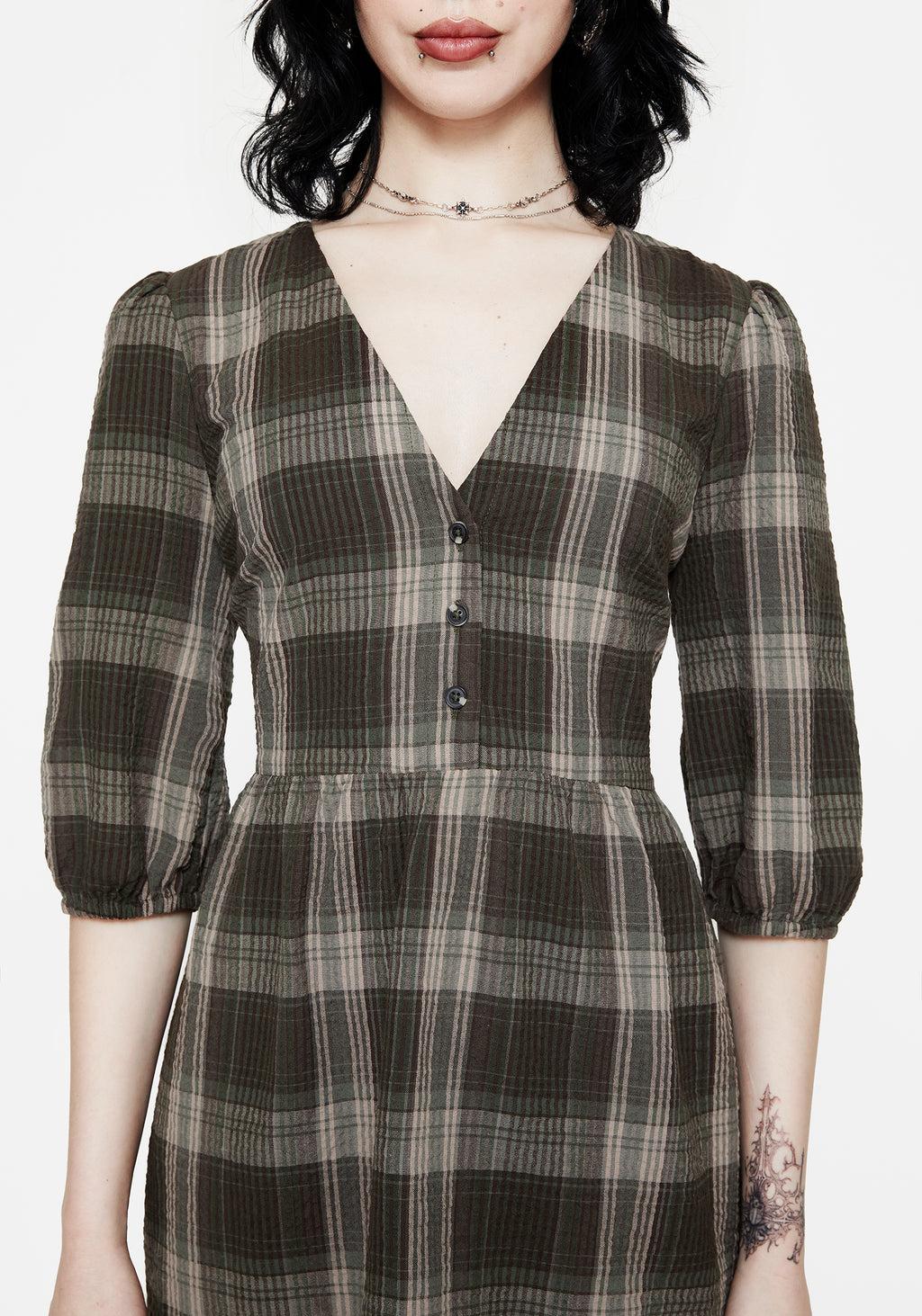 Clara Cotton Check Tiered Mini Smock Dress Product Image