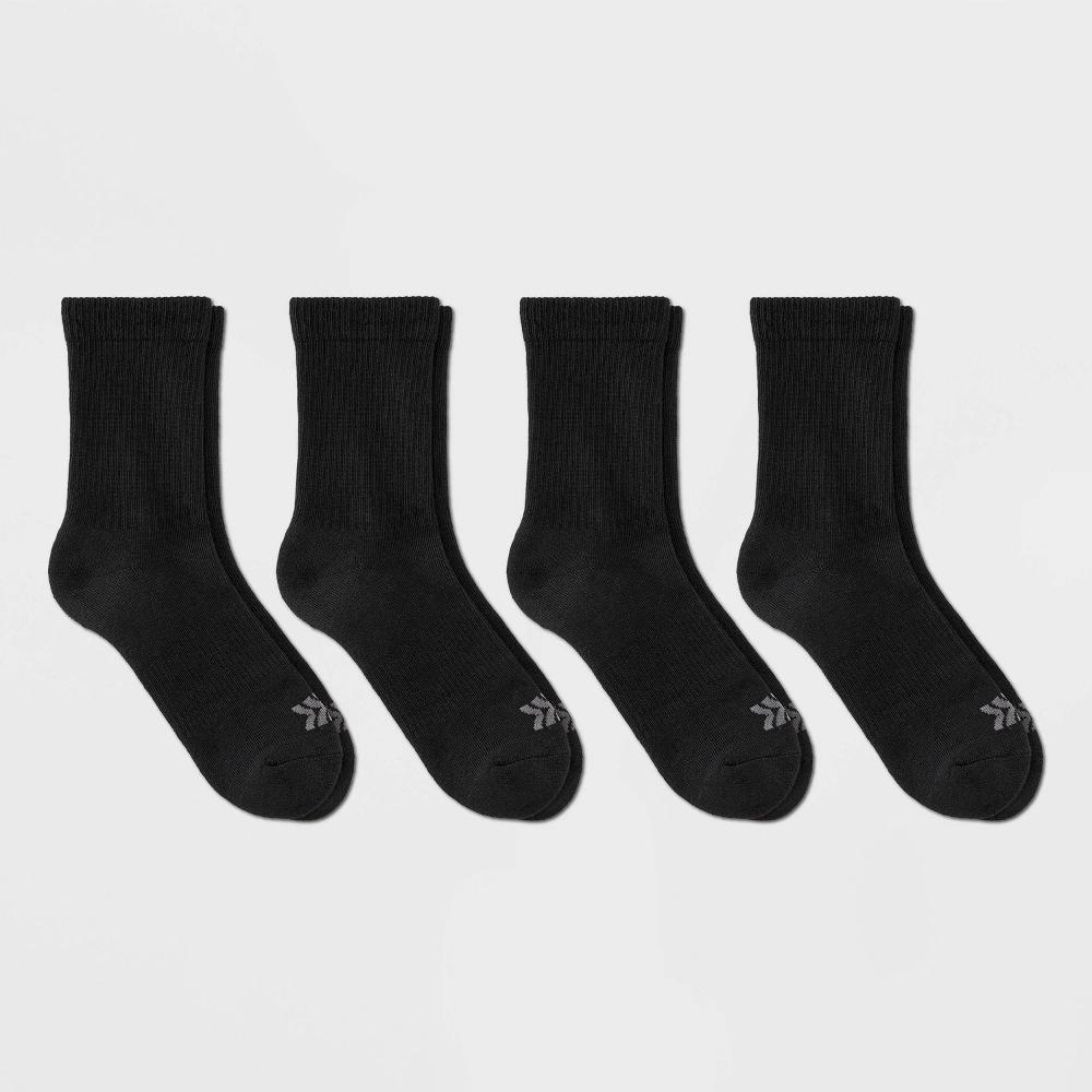 Women's Cushioned Active 4pk Crew Socks - All In Motion™ Black 4-10: Arch Support, Zone Cushioning Product Image