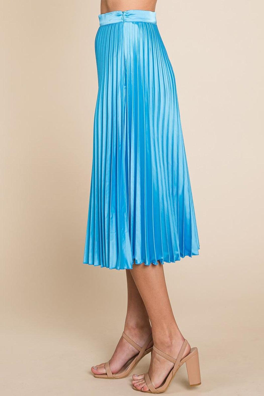 High Waisted Pleated Midi Skirt Product Image