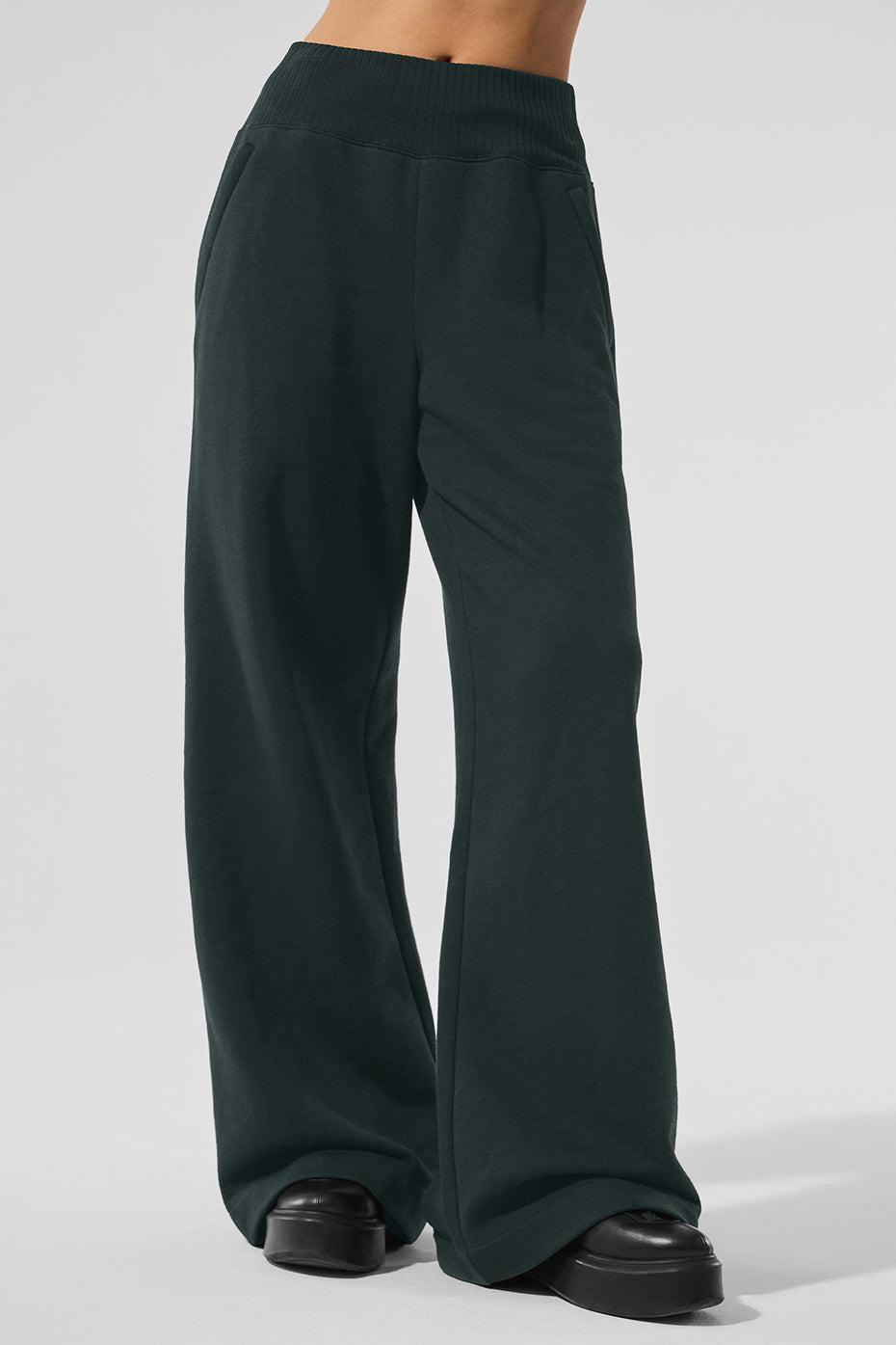 Serenity Wide Leg Sweatpant - Charcoal Green Product Image