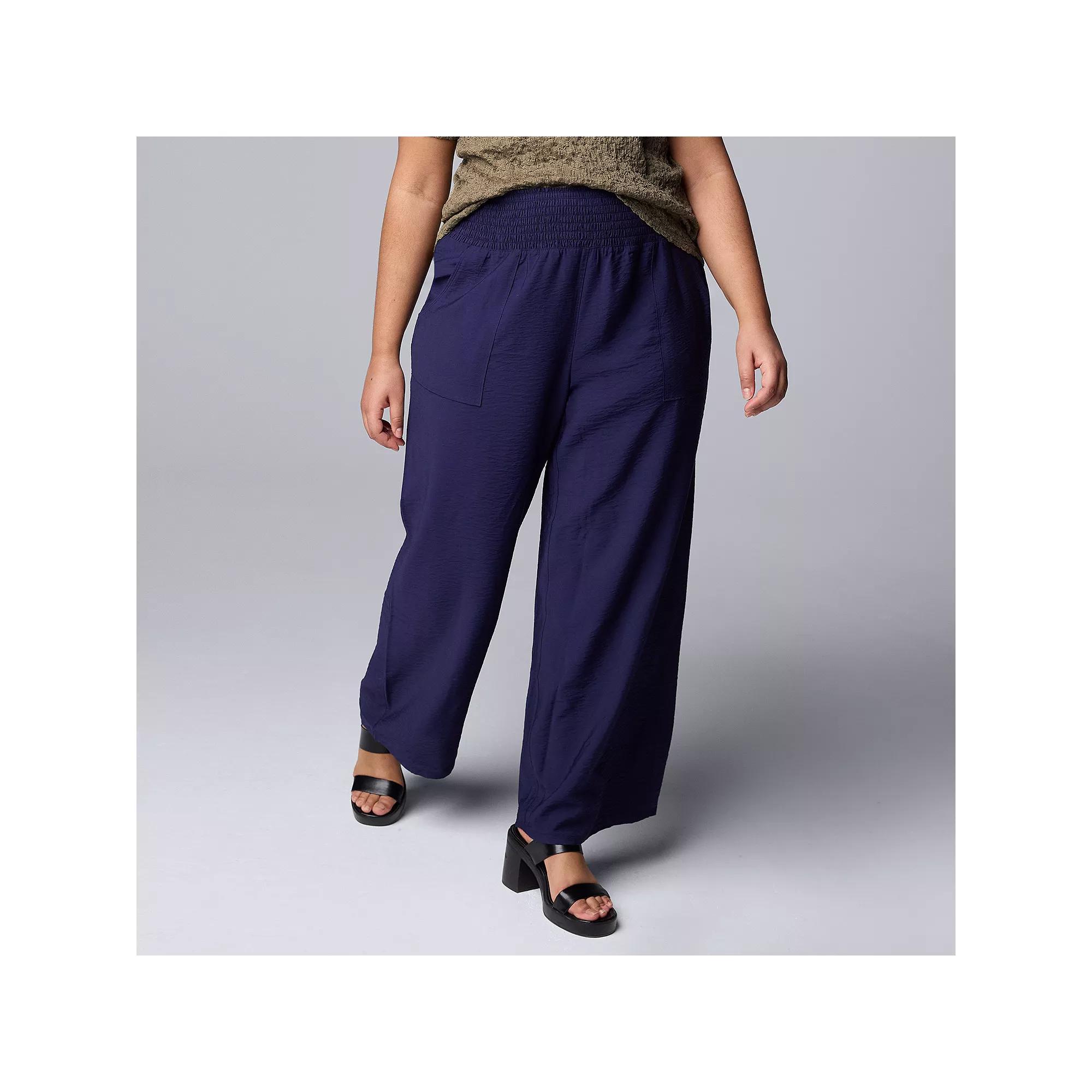 Plus Size Simply Vera Vera Wang Wide Leg Travel Pants, Women's, Size: 1XL, Maritime Blue Product Image