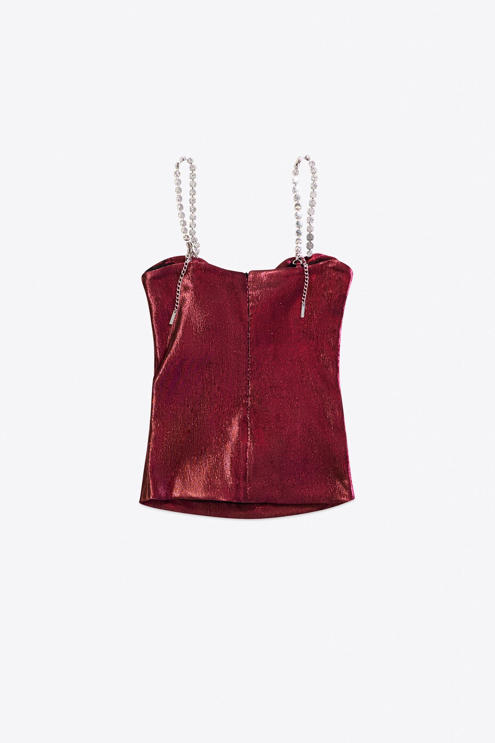 Crystal Embellished Stretch Lame Cutout Top Product Image