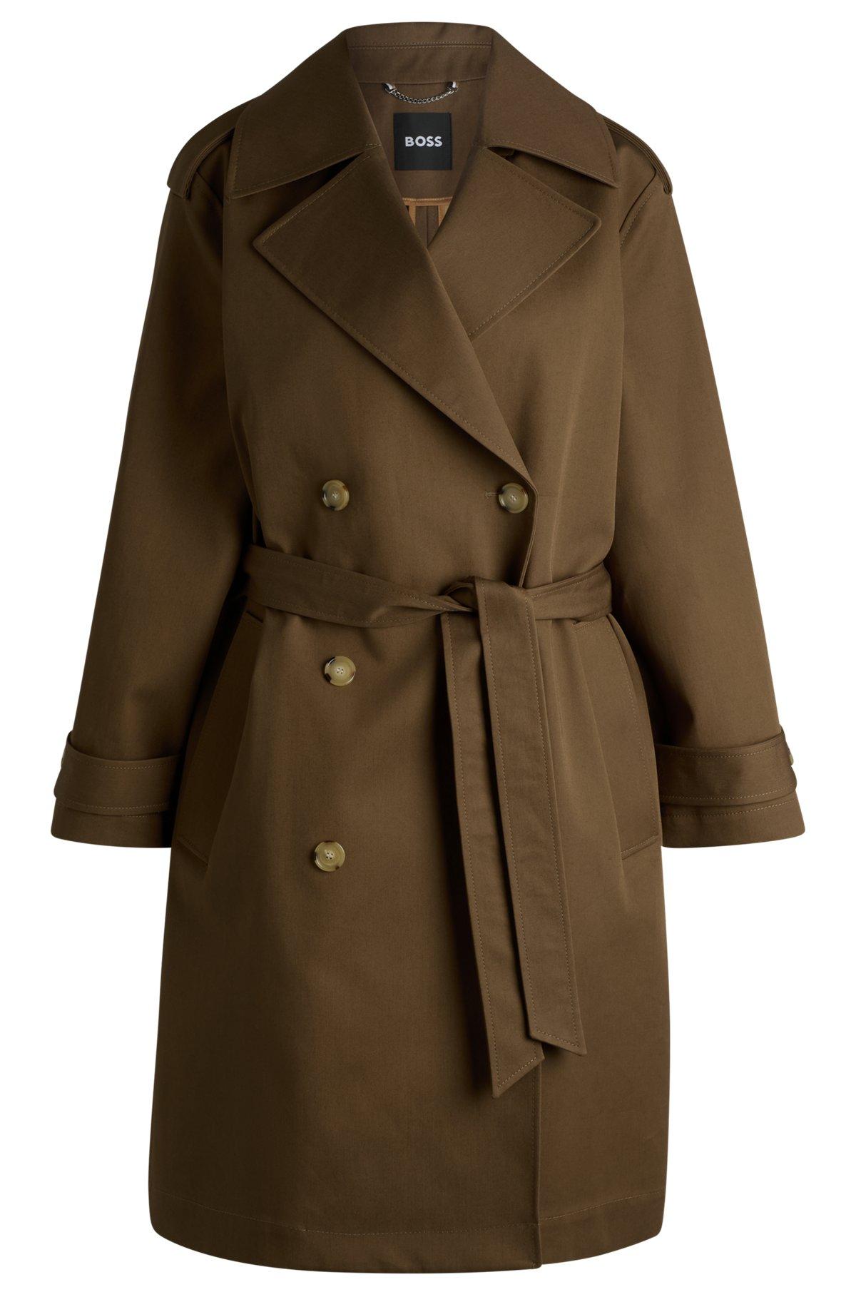 Double-breasted coat in water-repellent cotton Product Image