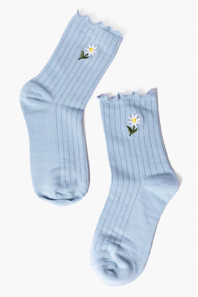 Blue Daisy Crew Socks FINAL SALE Product Image
