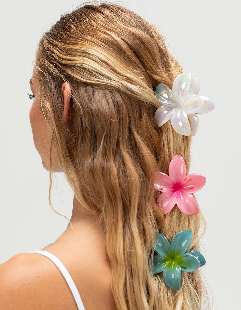 FULL TILT 3 Pack Hibiscus Floral Claw Clips - MULTI Product Image