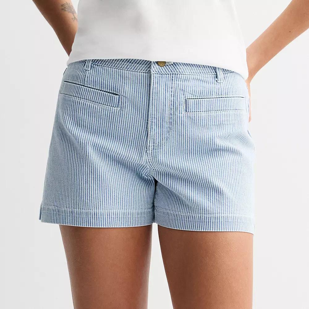Women's Draper James Welt Pocket Jean Shorts, Size: 8, Blue White Stripe Product Image