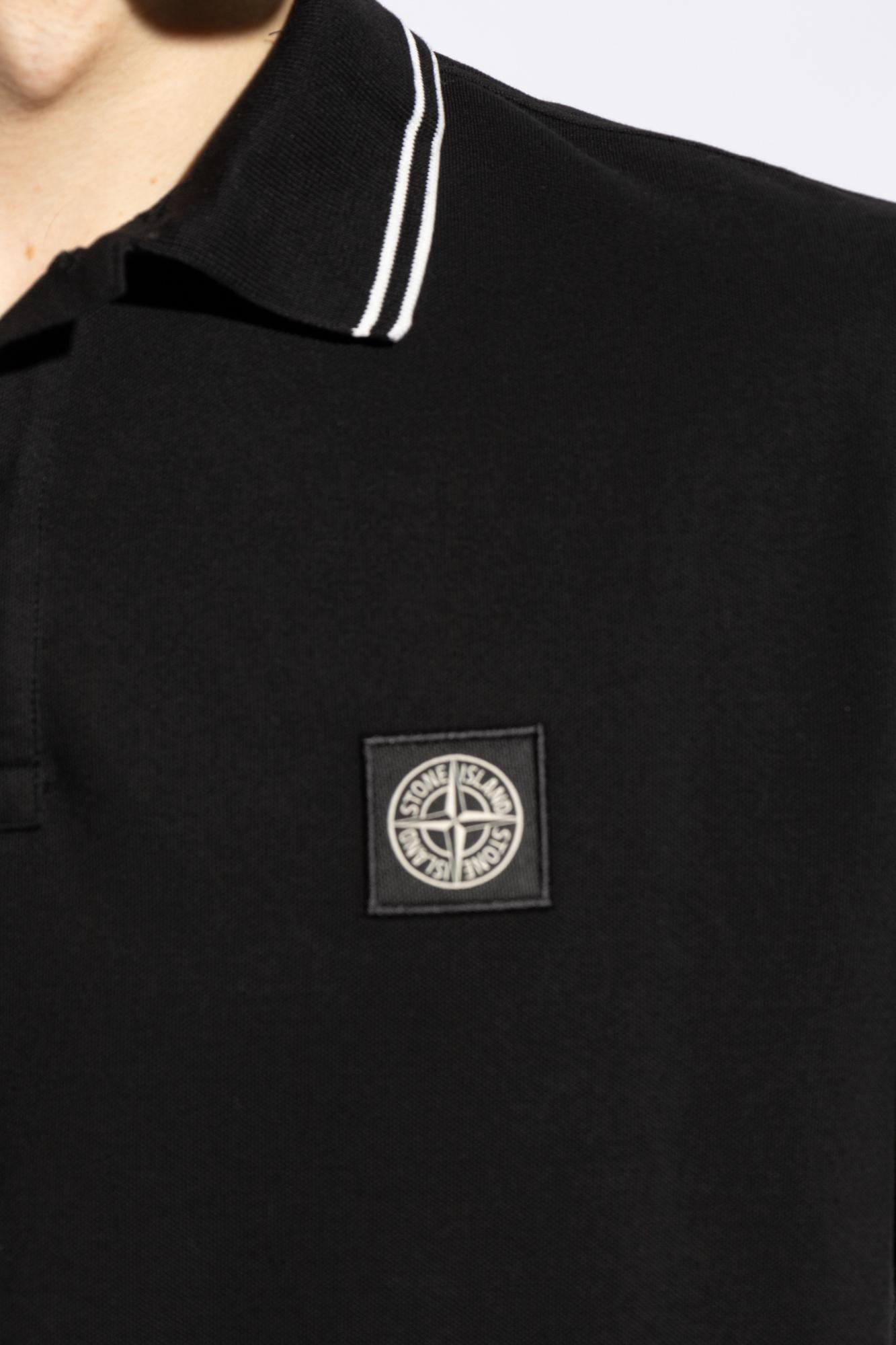 STONE ISLAND Mens Black Brand-patch Regular-fit Stretch-cotton Polo Shirt Xl Product Image