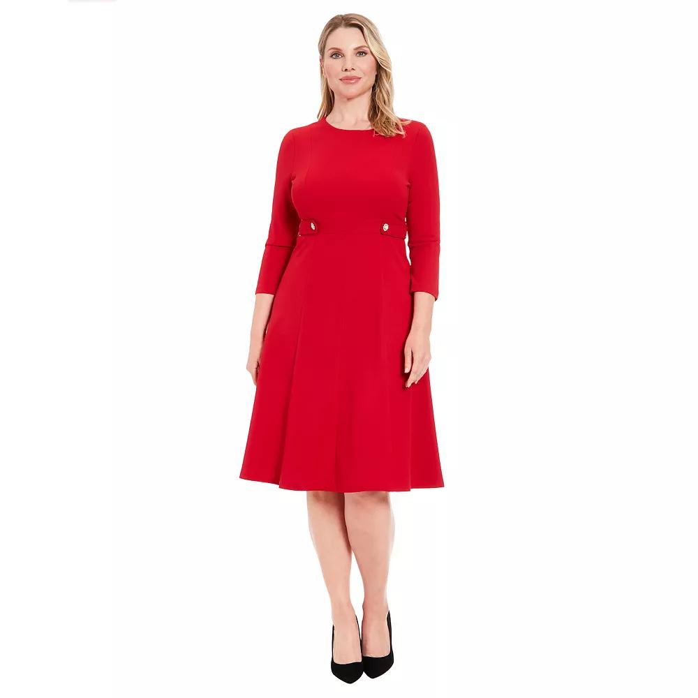 Womens London Times Jewel Neck Fit-&-Flare Sweater Dress Product Image