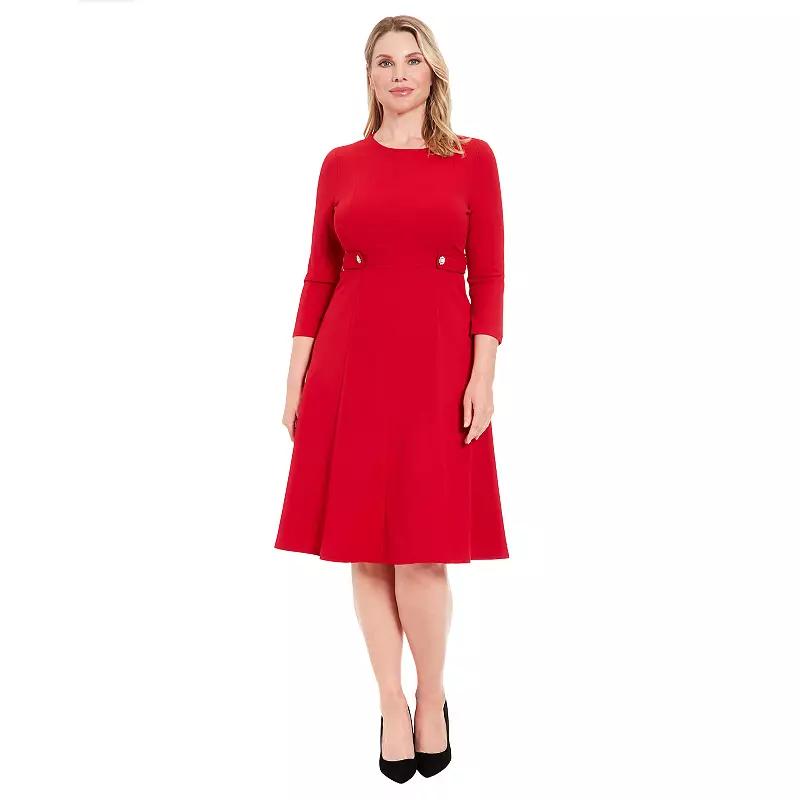 Womens London Times Jewel Neck Fit-&-Flare Sweater Dress Product Image