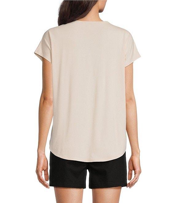 Gibson & Latimer Knit V-Neck Dropped Short Sleeve Shell Shirttail Tee Shirt Product Image