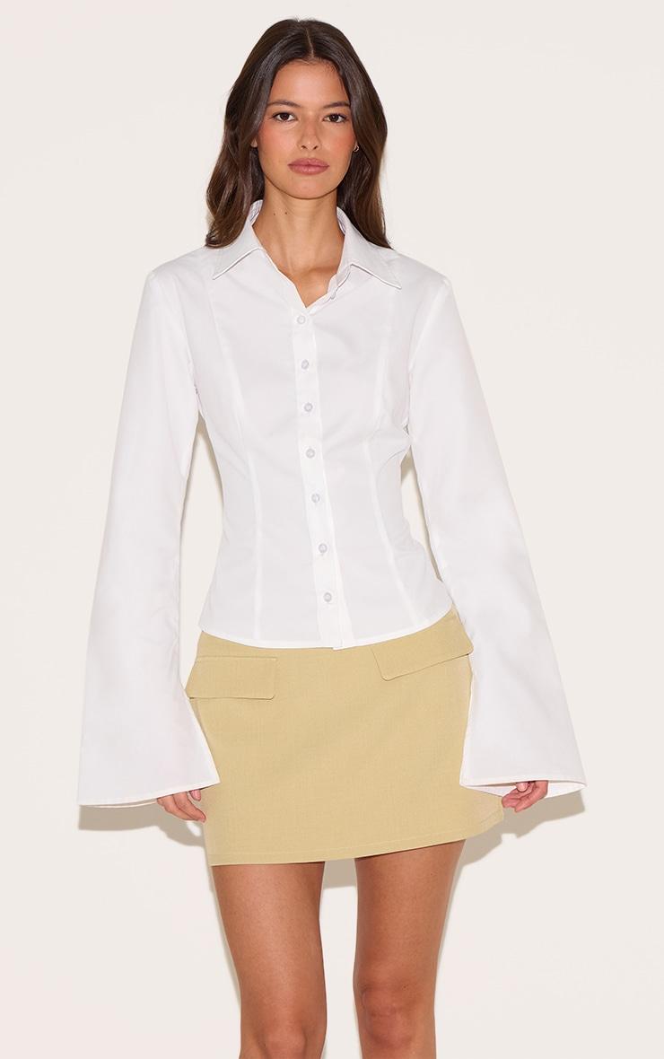 Sage Green Pocket Detail Structured Tailored Woven Mini Skirt Product Image