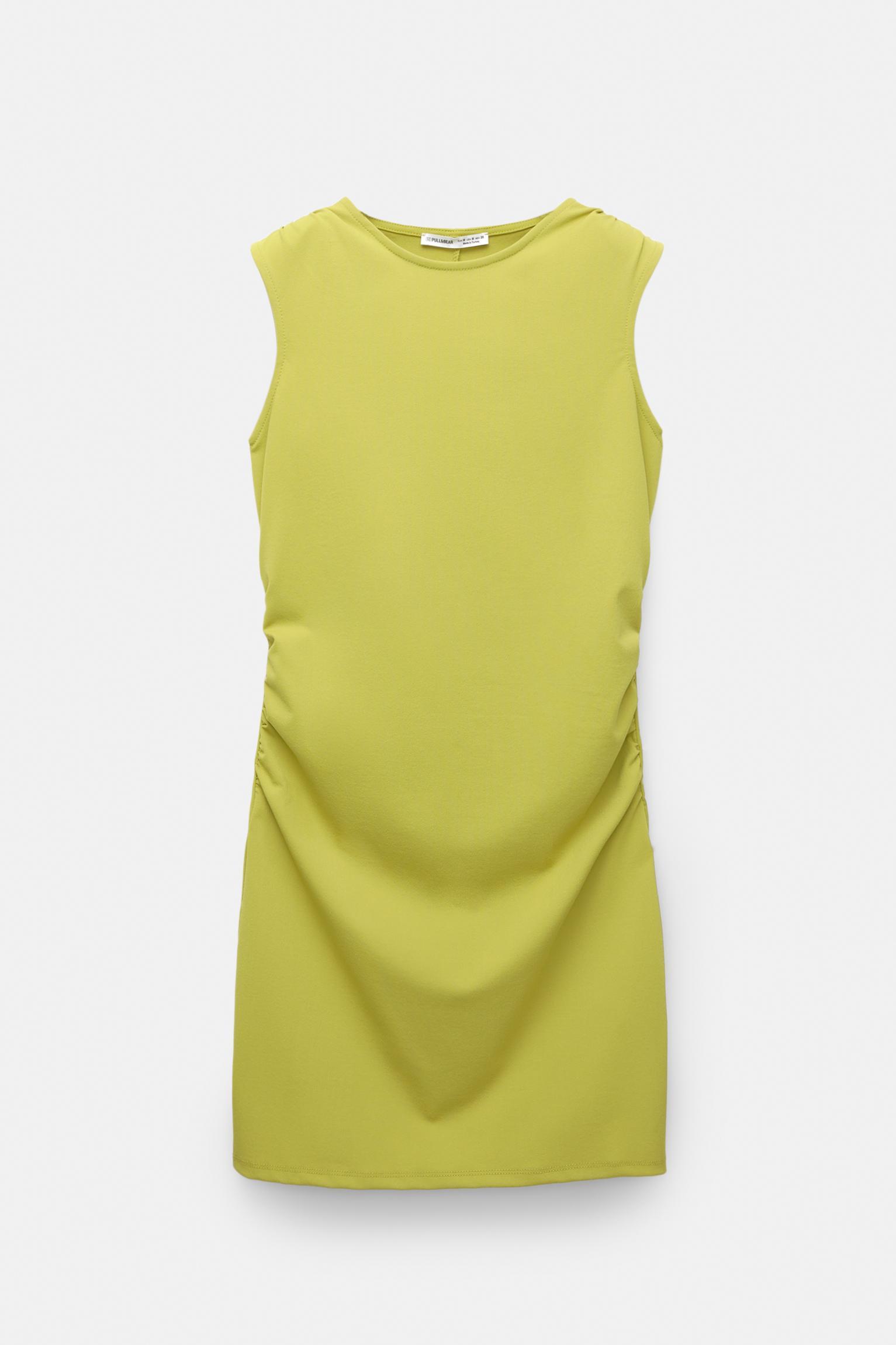 Short sleeveless dress with gathering Product Image