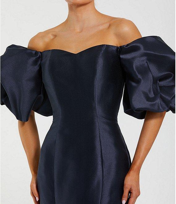 Mac Duggal Off-The-Shoulder Puff Short Sleeve Mermaid Gown Product Image