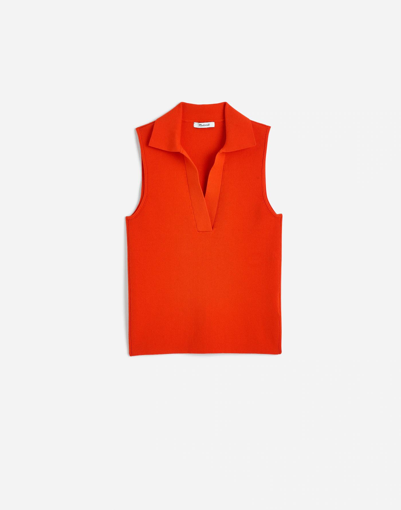 Cotton Johnny-Collar Sweater Tank Product Image