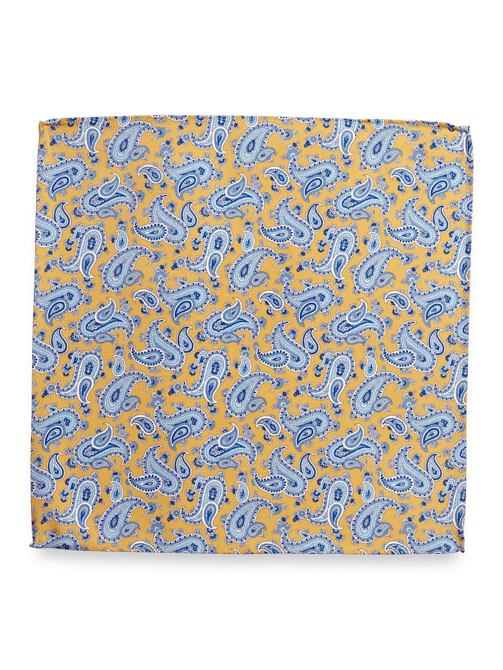 Paisley Silk Pocket Square - Yellow/blue Product Image