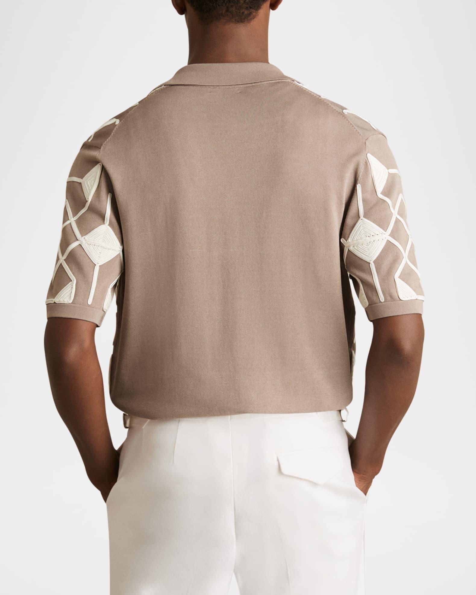 Men's Terrazzo Geometric Embroidery Knit Camp Shirt Product Image