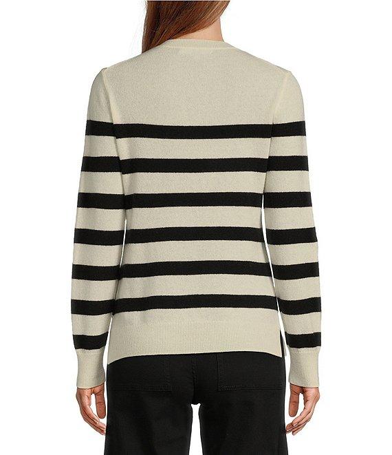 Antonio Melani Luxury Collection Cameron Cashmere Crew Neck Long Sleeve Thick Striped Knit Sweater Product Image