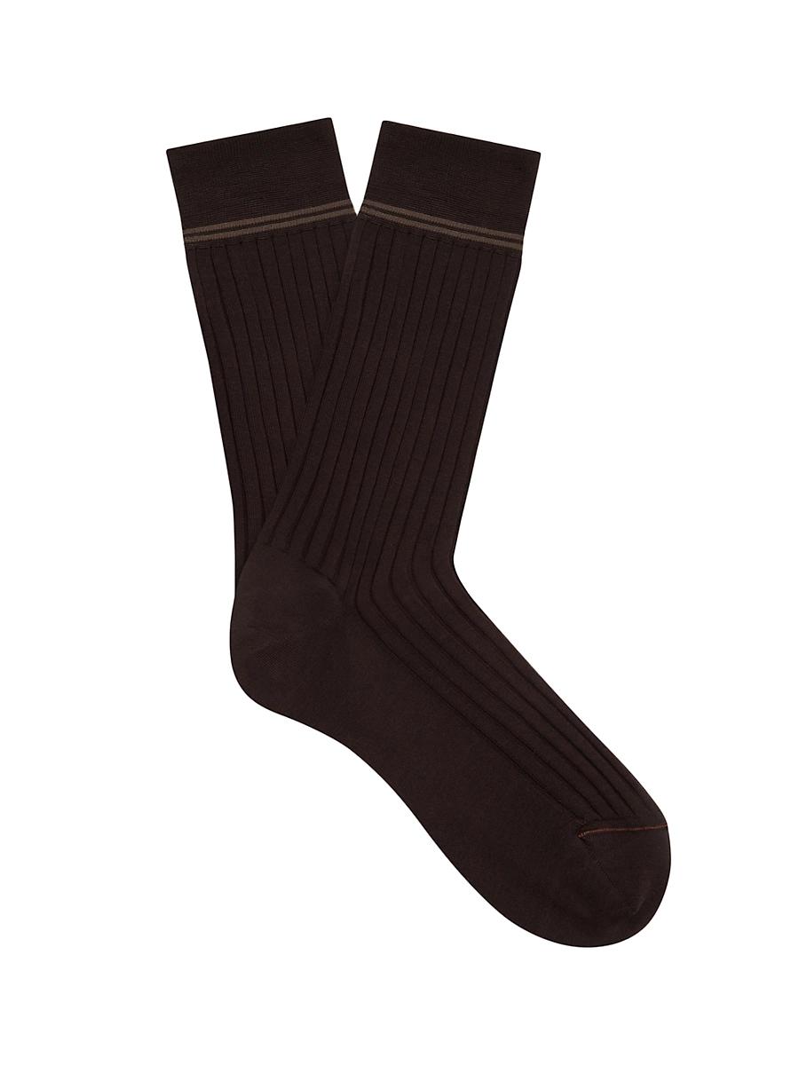 Mens Ribbed Mid-Calf Scottish Iisle Cotton Socks Product Image