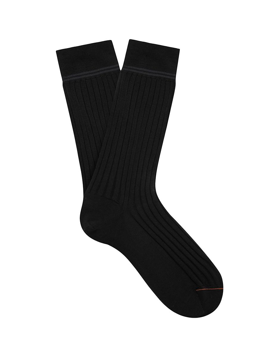 Mens Ribbed Mid-Calf Scottish Iisle Cotton Socks Product Image