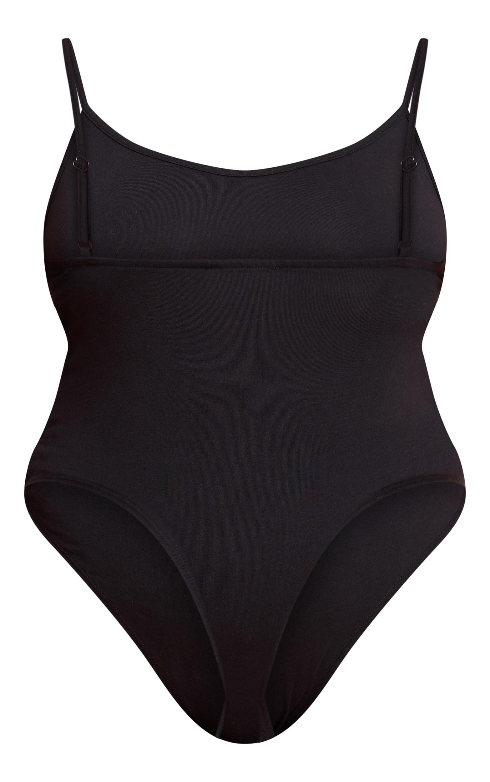 Plus Black Soft Cotton Strappy Bodysuit Product Image