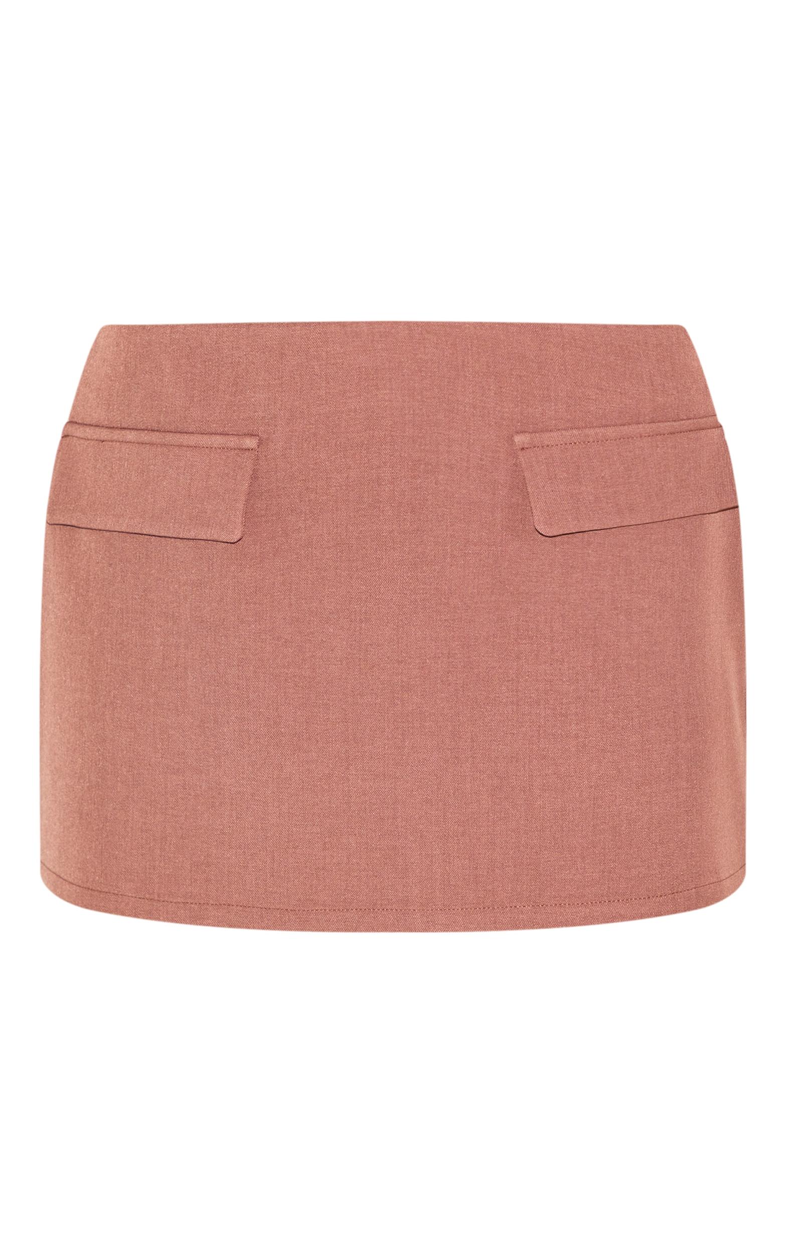 Chocolate Pocket Detail Structured Tailored Woven Mini Skirt Product Image