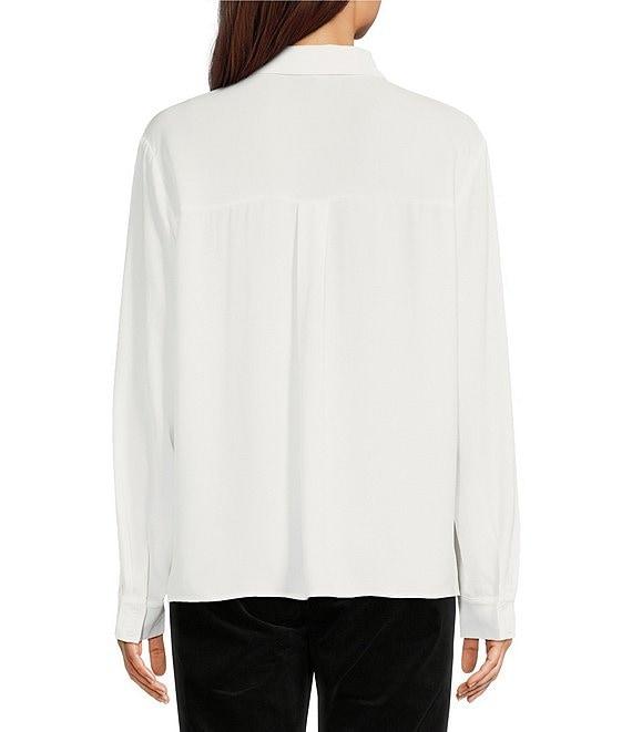 Eileen Fisher Silk Georgette Crepe Classic Collar Long Sleeve Top Product Image