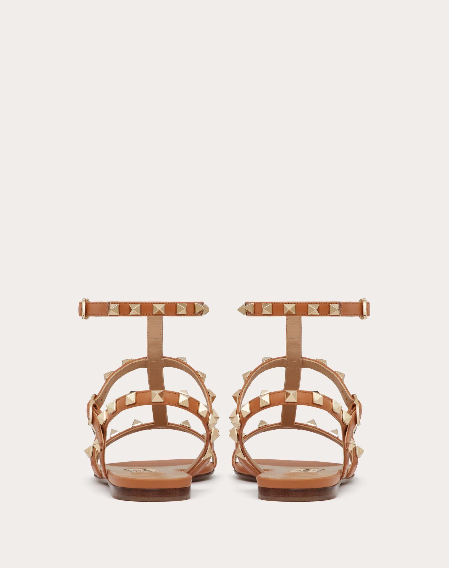 Rockstud Flat Calfskin Sandal With Straps Product Image