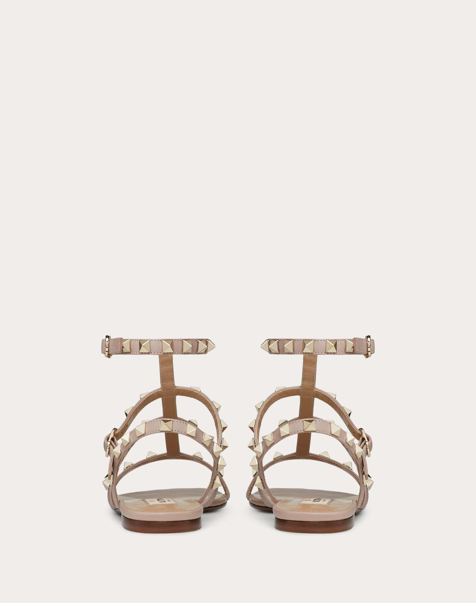 Rockstud Flat Calfskin Sandal With Straps Product Image