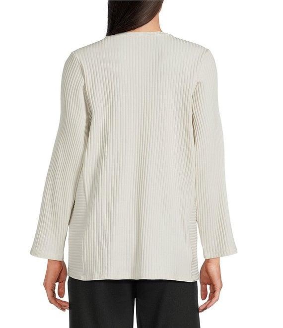 Eileen Fisher Textured Stretch Rib Knit Round Neck Long Sleeve Tunic Product Image