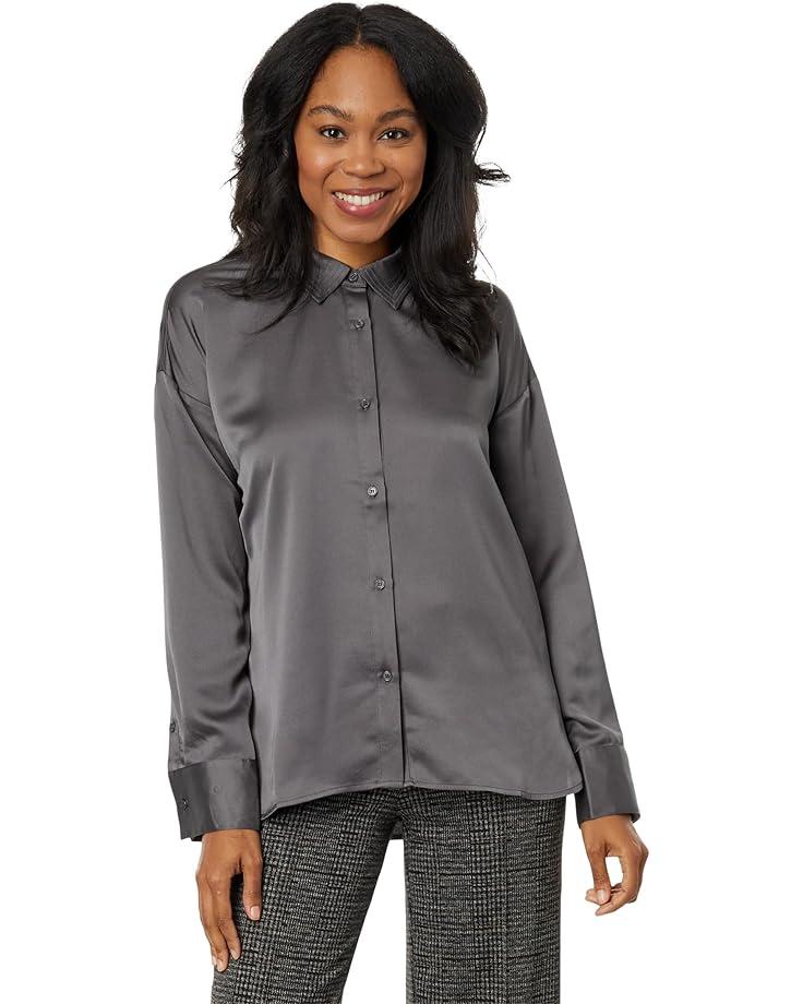 Button Down Long Slv Collared Tall Cuff Blouse 353 Product Image