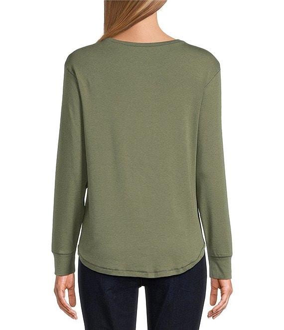 Westbound Petite Size Long Sleeve Crew Neck Knit Tee Product Image