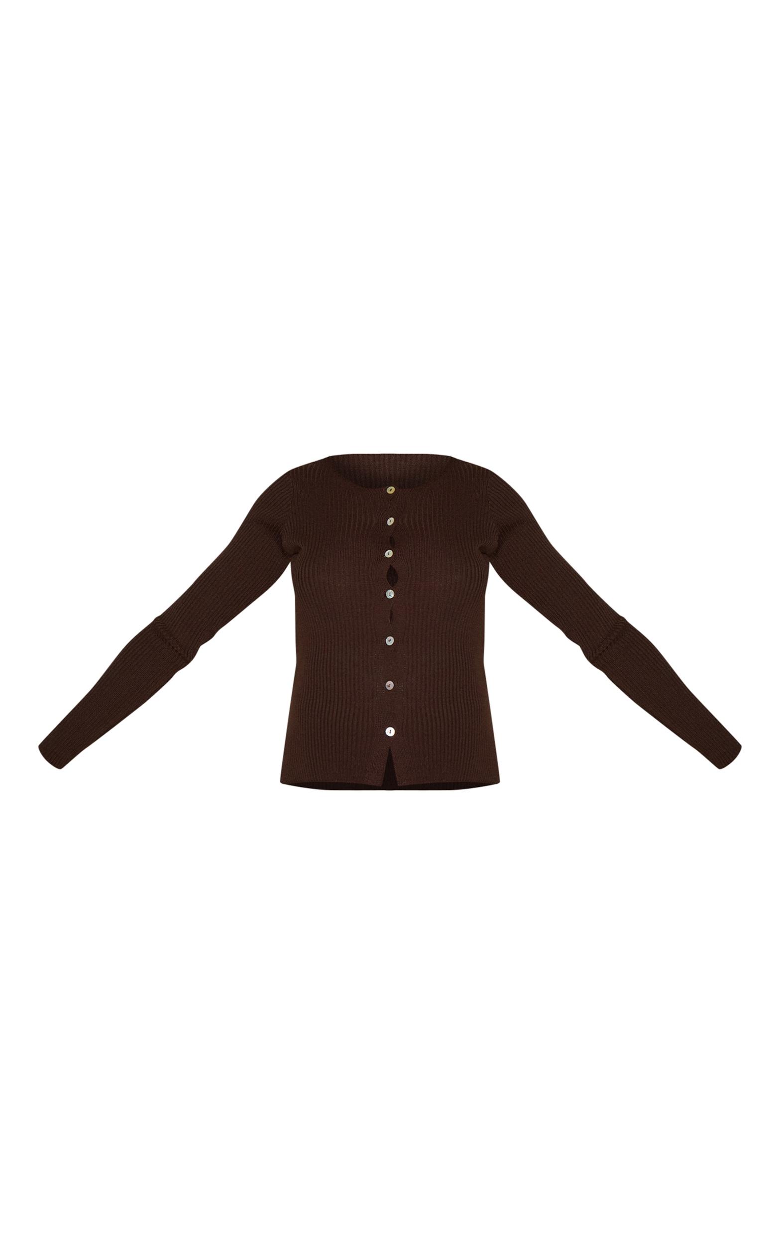 Maternity Chocolate Button Up Long Sleeve Knit Top Product Image