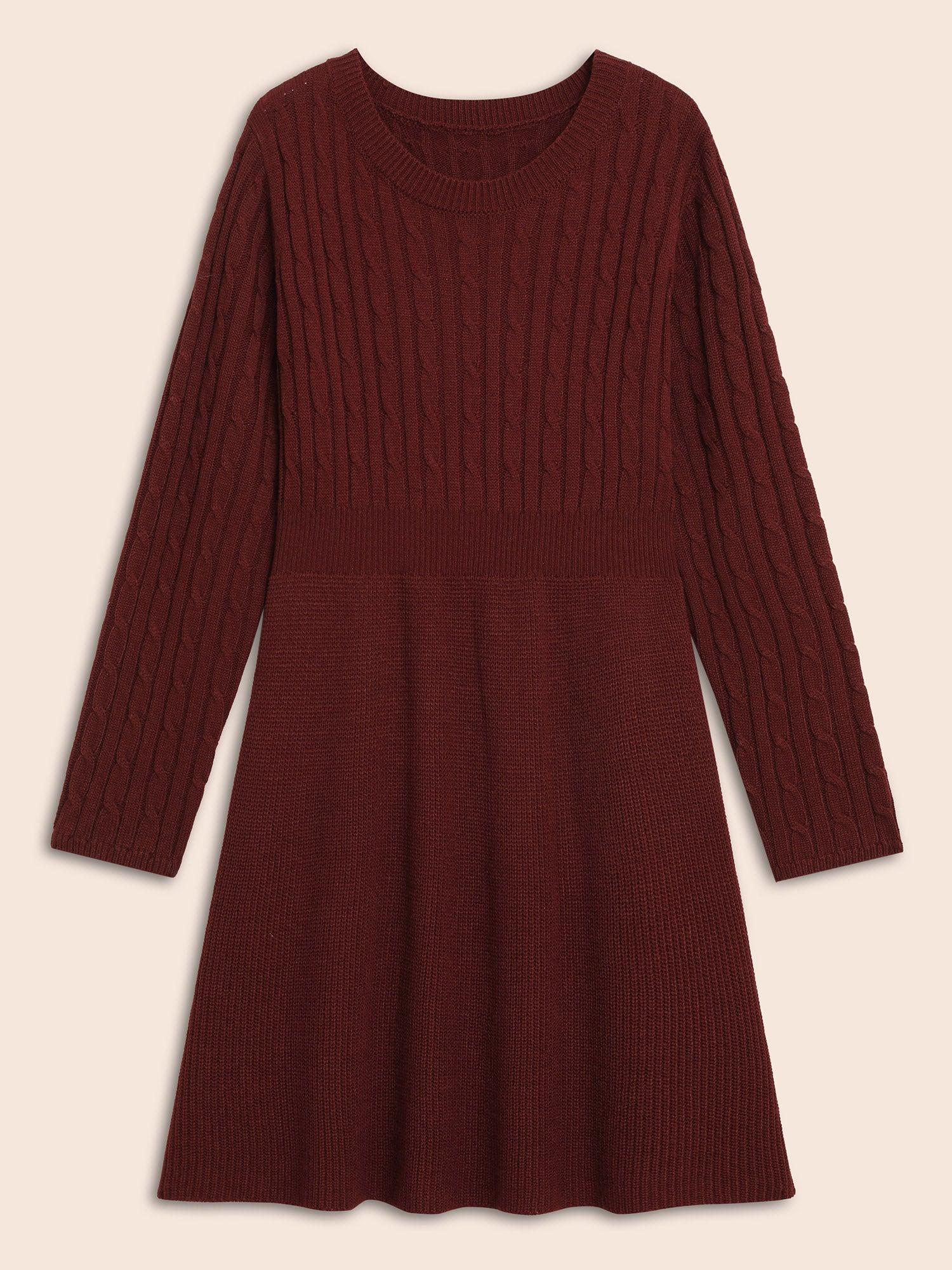 Cable Knit Fit-and-Flare Midi Sweater Dress Female Product Image
