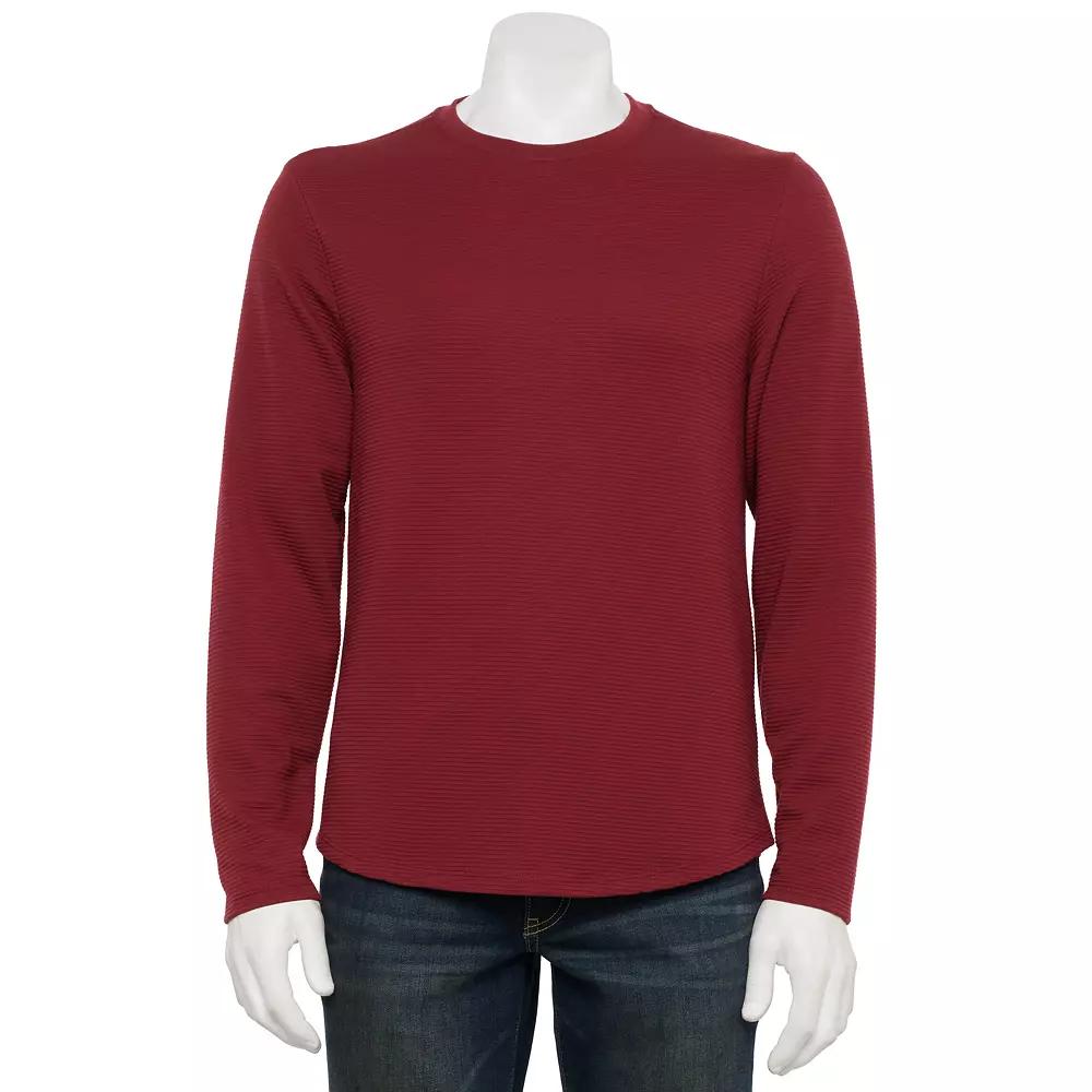 Men's M Magaschoni Long Sleeve Crew Neck Rib Textured Top,  Product Image