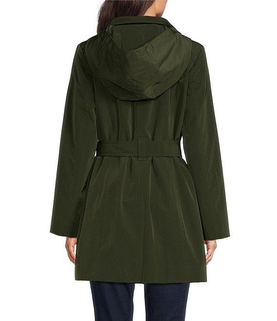 London Fog Stand Collar Water Resistant Hooded Rain Coat Product Image