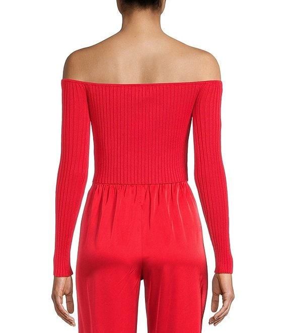 GB Rosette Off-The-Shoulder Sweater Top Product Image