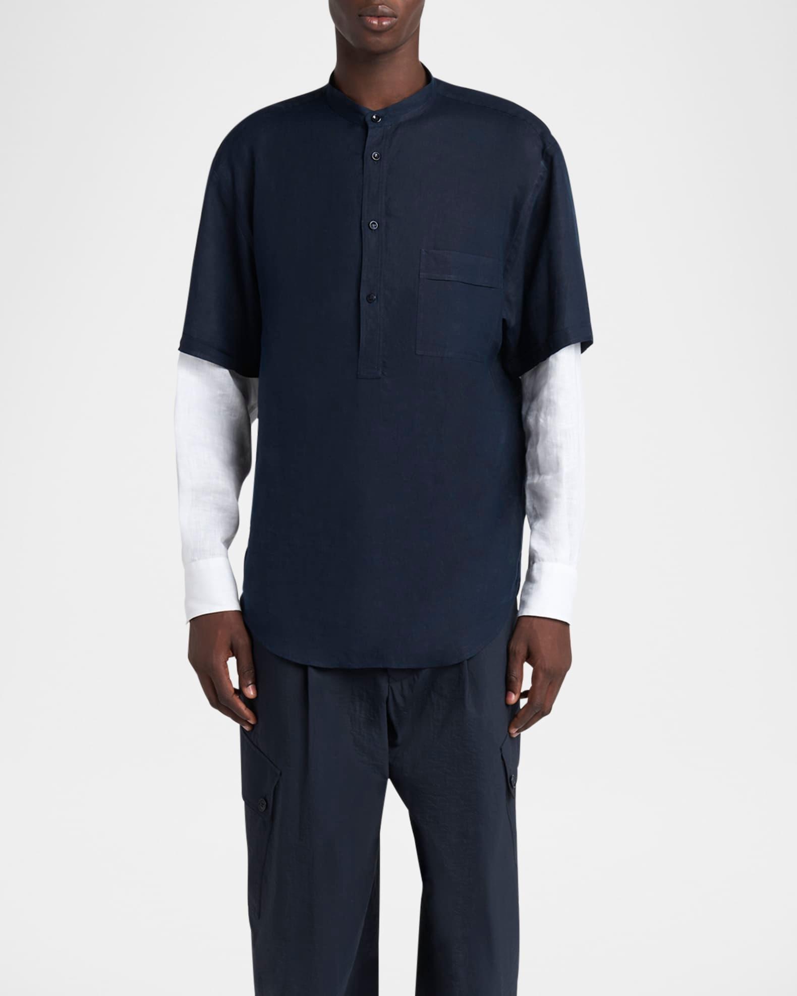 Men's Linen Shirt with Sewn-In Long Sleeves Product Image