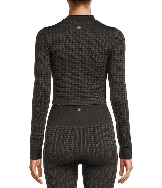Antonio Melani Active Seamless Houndstooth Mock Neck Long Sleeve Coordinating Cropped Top Product Image