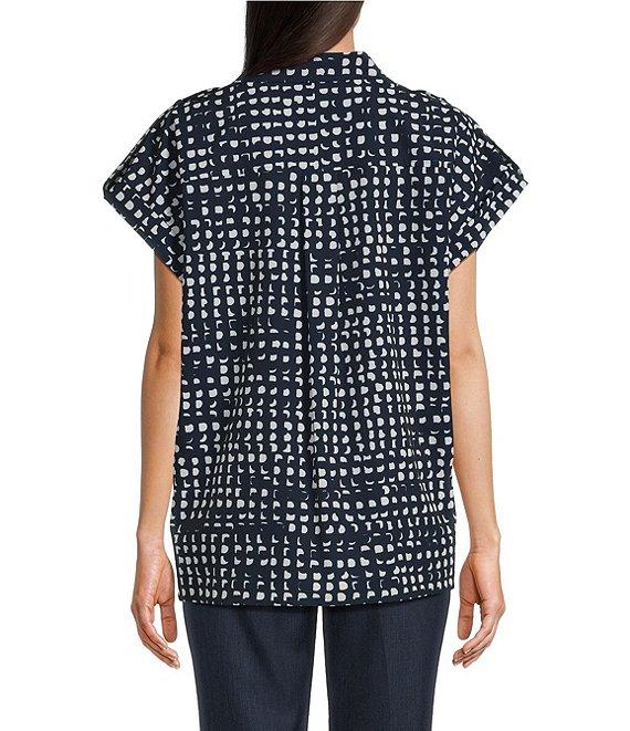 Calvin Klein Pont Collar Short Sleeve Button Front Top Product Image