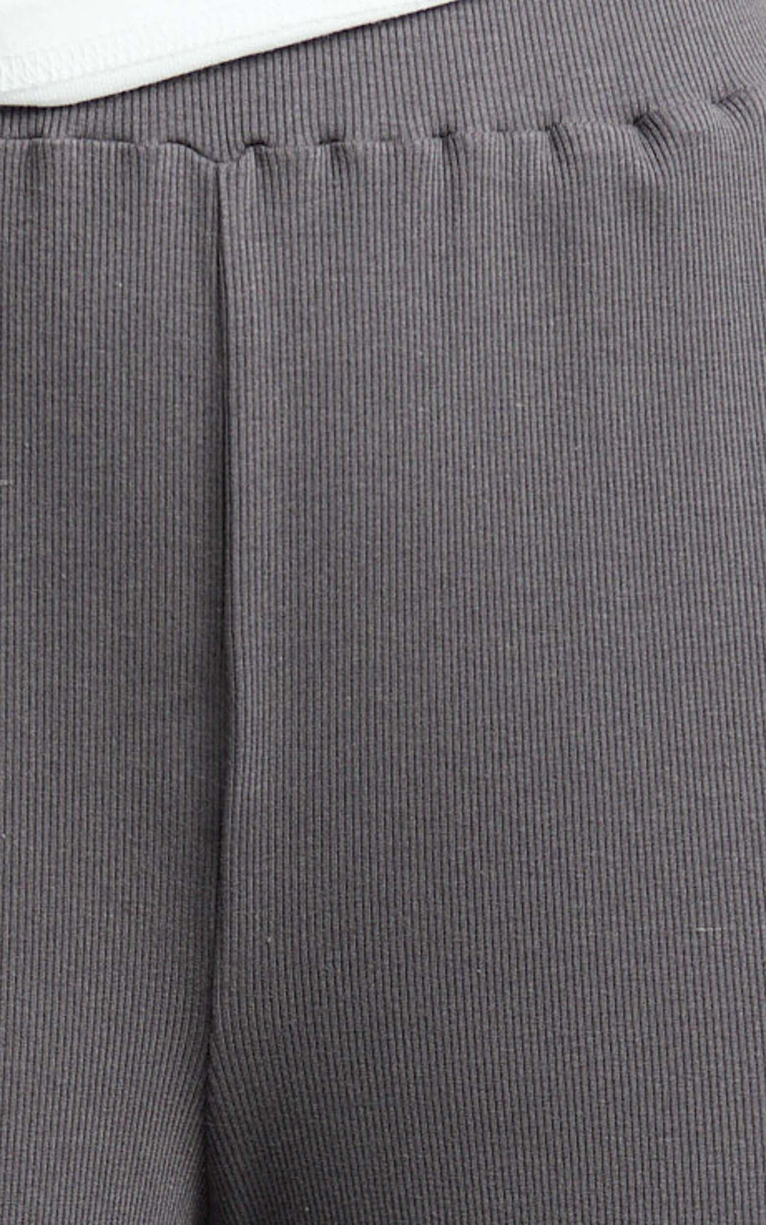 Amalthea Pants - High Waisted Jersey Rib Wide Leg Pants in Charcoal Product Image