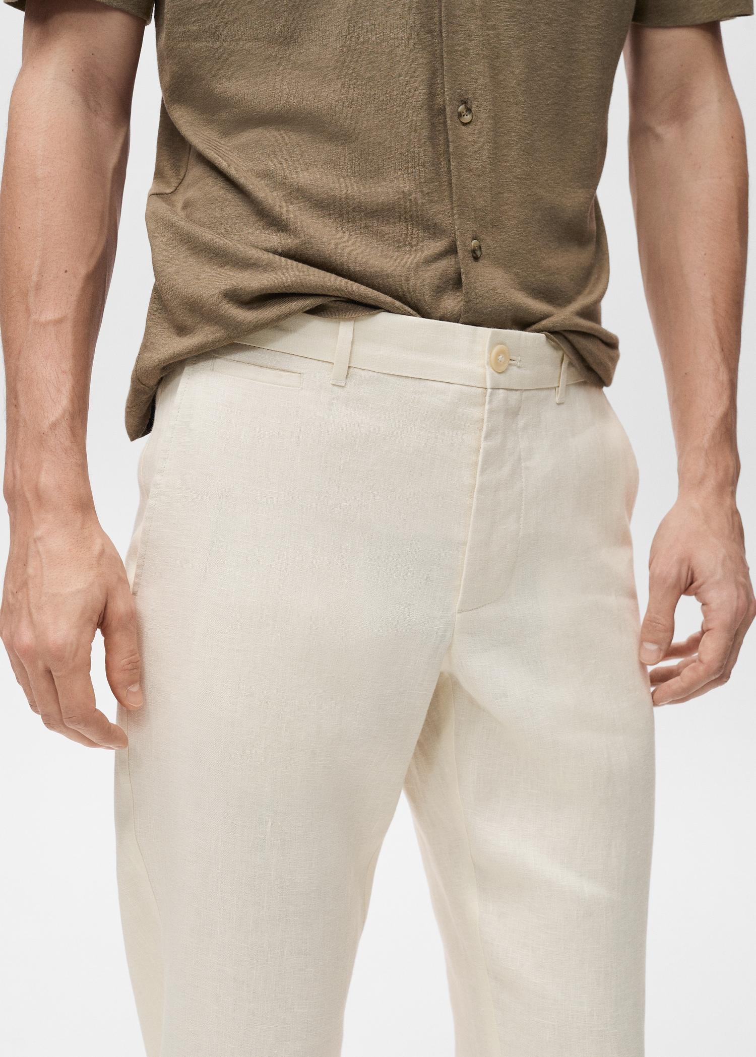 Slim-fit 100% linen pants - Men | MANGO USA Product Image